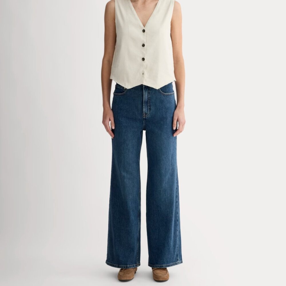 Everlane Way-High Sailor Jean (Size 29, 27.5" Inseam, Color: Deep Blue)